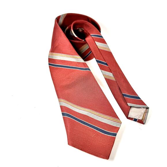 Vintage Christian Dior Neck Tie‎ Red With Blue Stripes 90s - Picture 1 of 9